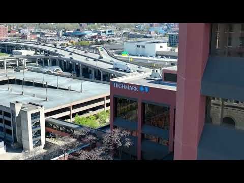 Seneca One and Highmark New Signage - Aerial View of the Building and Sign