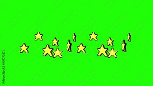 Retro 8-bit 3d stars spinning in the air green screen and overlay animation, Stars of retro 8-bit graphics movement rotating in place on chroma key