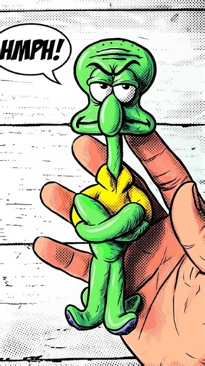 Squidward recreated through satisfying needle felting