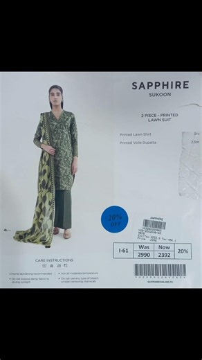 sapphire 3 piece embroidered luxury lawn unstitched suit sale up front 30% off #sapphirenewarrival