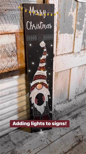 3.2K views · 59 reactions | Adding battery lights to a sign can give it so much festive flare, don’t you think? Just measure out the distance between lights, mark your board and drill your holes carefully to avoid splintering if you’re a member of the diy decor makers membership, you can find the detailed steps on your member site珞 #diysigns #cricut #porchdecor #holidaydecorating | Picked and Polished | Facebook