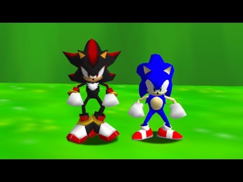 DS Shadow and Sonic in Super Mario 64 (2 Players) - Full Game 100% Walkthrough