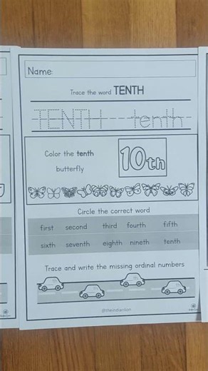 Ordinal Numbers worksheet revision for kids