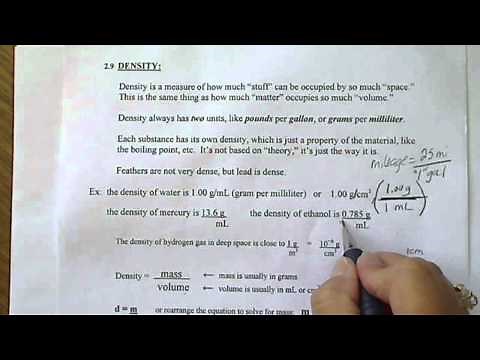 Density definition, a conversion factor between mass & volume