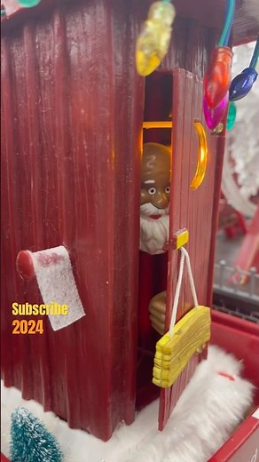 2 - Big Lots Animated Christmas Outhouse with pop out Santa Claus “Dashing through the snow” 2024