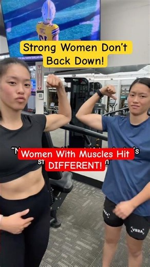 He's intimidated by her gains 😅 #gym #couples #funny