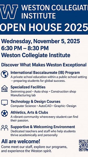 This Wednesday night! Discover what makes Weston Collegiate...