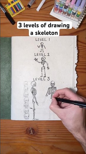Drawing a skeleton is SCARY easy! Here how ANYONE can draw this #skeleton #howtodraw