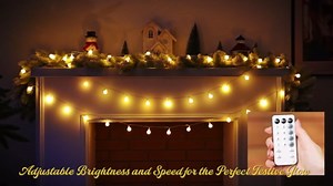 Enhon 1 Pack 23 ft 50 LED Battery Operated String Lights, Globe Starry Fairy Lights, 8 Modes, Plug in with Timer for Indoor Outdoor Bedroom Holiday Wedding Party Christmas Decor (Warm White)