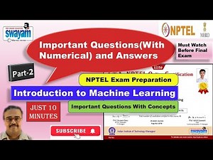 Important questions | Introduction to Machine Learning NPTEL Exam Preparation 2024 | How to Prepare