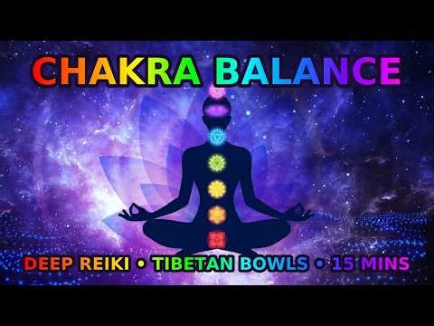 Deep Reiki Meditation with Sound Bowls (15 Minutes) • Chakra Healing & Energy Reset