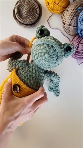 Herbert the Frog Crochet Pattern – Low Sew Doll with Overalls (PDF Pattern)