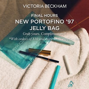 27 reactions | Made for summer, complimentary for you. Last chance to get our new limited-edition Portofino ’97 Jelly Bag, yours with all orders of $50 or more, while supplies last. Shop your summer beauty essentials and carry a piece of the Mediterranean with you all season. | Victoria Beckham Beauty | Facebook
