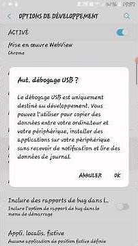 Procédure d'activation du mode Développeurs et du mode DEBOGAGE USB sous Android.