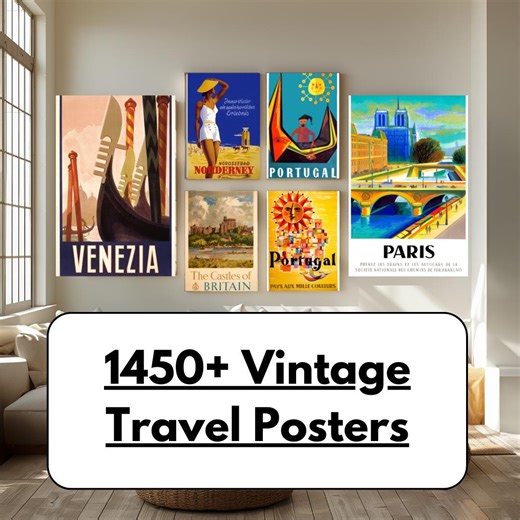 Vintage Travel Posters Bundle 1450  Digital Download | Retro Destination Prints - Etsy