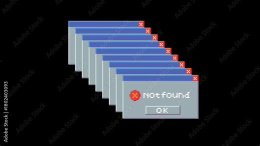 ドット絵のエラーウインドウが連続で出現するアニメーション,透過背景,青