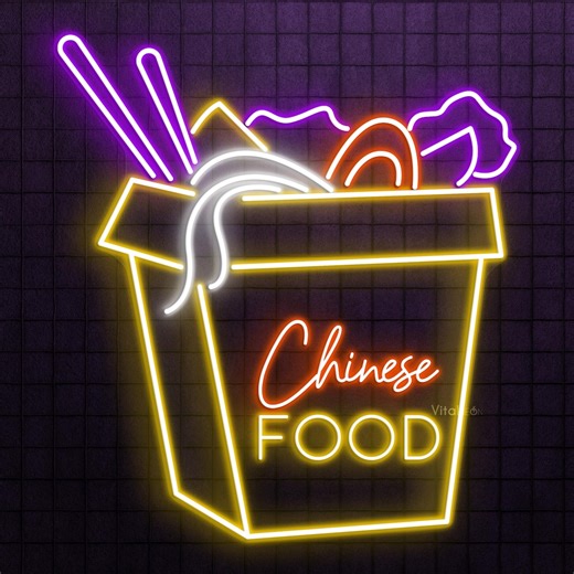 Chinese Food Neon Sign, Takeout Box LED Wall Decor - Etsy
