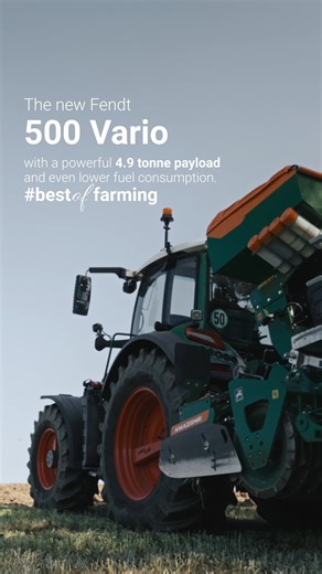Fendt on Instagram: "The new Fendt 500 Vario impresses with a payload of 4.9 tonnes and reduced fuel consumption. It combines maximum power with high efficiency and offers the necessary reserves for demanding applications, even with heavy implement combinations. This is based on the unique lightweight frame concept in combination with increased axle and support loads. Built for great things. See for yourself what the new Fendt 500 Vario has to offer via the link in our bio. #LeadersDriveFendt #b