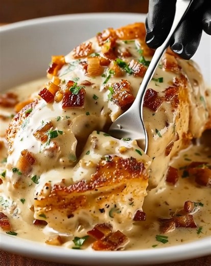 🍗🧅 Texas Roadhouse Smothered Chicken 🧀✨ Juicy chicken topped with caramelized onions, mushrooms, melty cheese, and rich homemade gravy! INGREDIENTS: 4 boneless chicken breasts 2 tbsp olive oil ...... Full Recipe in Coʍmеոτ 💬 | Recipes by Padma