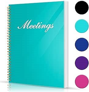 Meeting Notebook for Work Organization, B5 Professional Work Notebook for Taking Meeting Notes, Spiral Meeting Planner Organizer, Half Meeting Half Note Office Supplies for Women Men