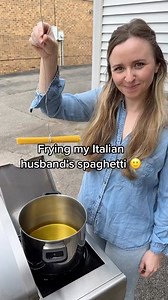 Frying my Italian husband’s spaghetti 🫡 @thepasinis | The Pasinis