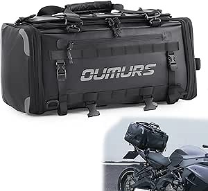 45-60L Expandable Waterproof Motorcycle Tail Bag with Rain Cover & Strap, Reflective All-Weather Trunk Rack Bags, Dual-Use Backpack for Large Capacity Storage, Motorcycle Luggage Rack Bags