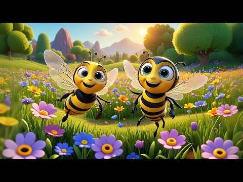 Five Little Bees Buzz Around | Fun Bee Song for Kids | Counting Nature Rhyme