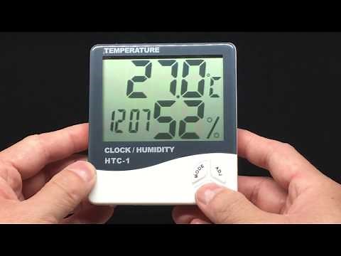 HTC-1 LCD Digital Thermometer Hygrometer | Temperature, Clock, Humidity