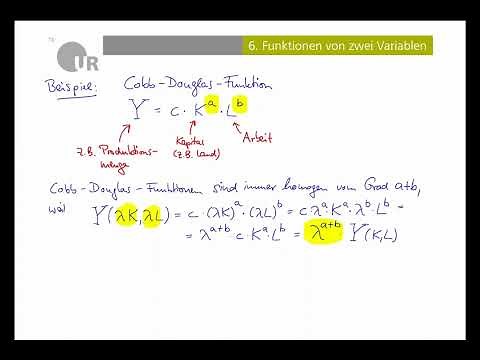 Homogene Funktionen, Homogenität, Cobb-Douglas-Funktion (Mathematik #15)