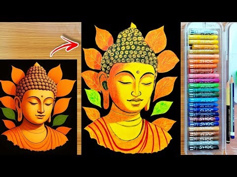 Lord Buddha Drawing With Oil Pastels | Gautam Buddha Drawing Oil Pastel ☺️