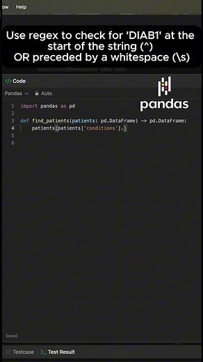 Leetcode 1527 Regex in Pandas: The "Prefix" Trick 🐼 (Data Interview) #shorts