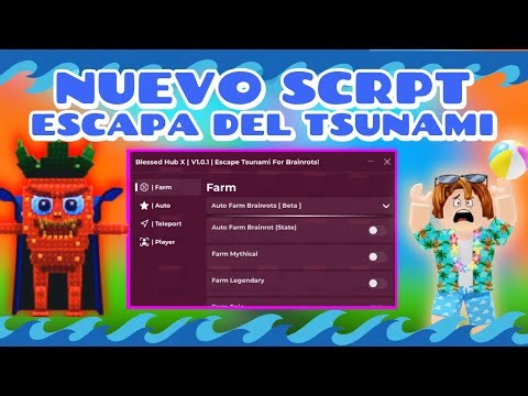 🌊SCRIPT ESCAPA DEL TSUNAMI POR BRAINROTS🌊|🚫NO-KEY🚫|🤑AUTO FARM🤑| 😲TP😲|