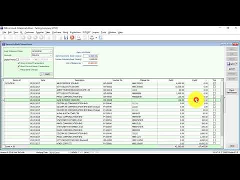 SQL Accounting Software Tutorial 039 Bank Reconciliation