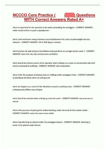 NCCCO Core Practice Questions WITH Correct Answers Rated A797 new video