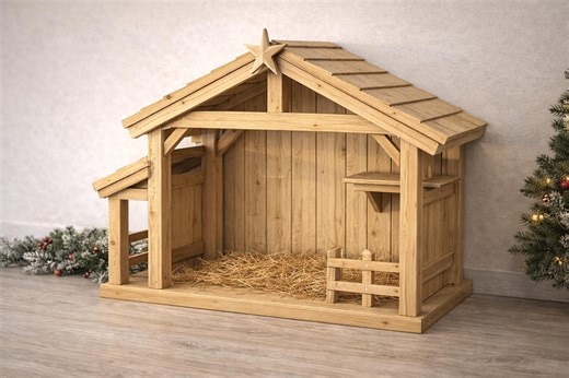 Wooden Nativity Stable Plans – DIY Christmas Manger Woodworking Blueprint PDF - Etsy New Zealand