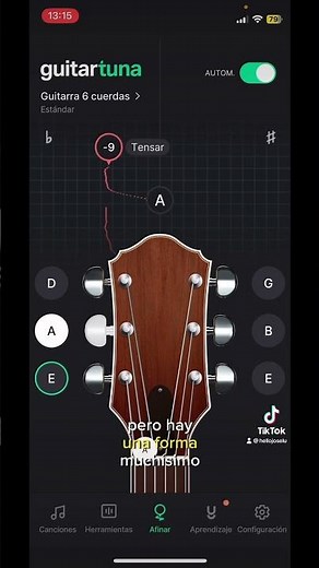 Como afinar MEDIO TONO ABAJO en Guitar Tuna. #tune #guitarra #movil