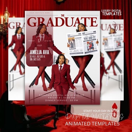 Graduation Magazine Invitation 2025 | Editable Canva Template | Digital Convocation Flyer | Graduation Invite for Girls - Etsy