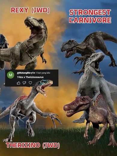 T-Rex & Therizinosaurus VS Indominus-Rex, D-Rex, Indoraptor, Other Strongest Dino #jurassicworld