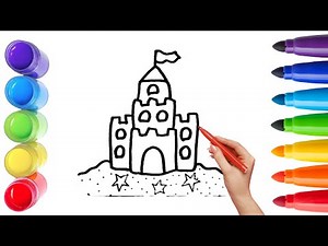 How To Draw cute Castle Drawing, Painting & Coloring For Kids and Toddlers_ Child Art 🐋🌈🎨