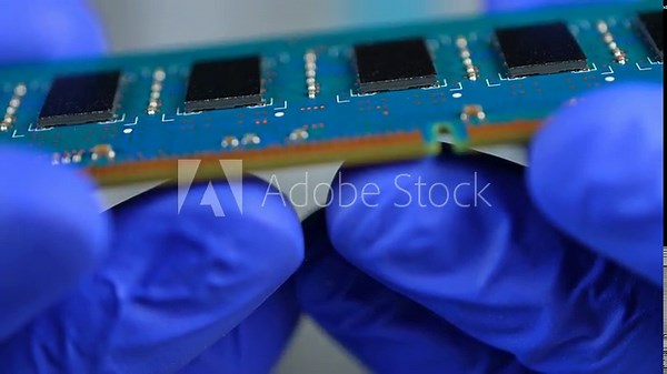 RAM Unit of the computer or DRAM, Dynamic Random Access Memory chips display. Concept of AI boom and massive shortage of RAM, driving prices high as tech giants hoard components for data centers.