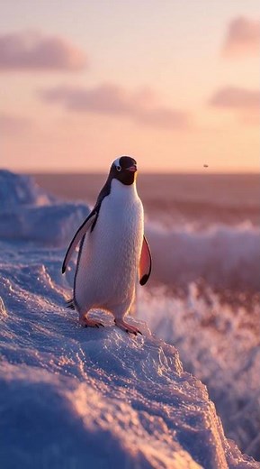 “Penguin Walking Peacefully on Ice | Chill Snow Vibes with Music” #disney #pixar #movie#penguin #sno
