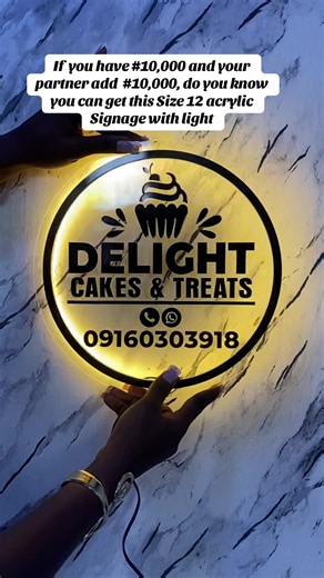 Stylish 12-Inch Acrylic Signage with Light for Businesses