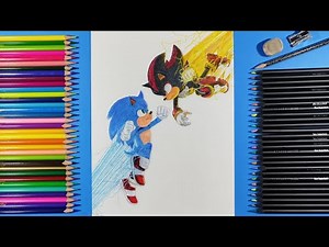 Dibujo a Sonic vs Shadow en Tokio | Sonic 3 La película | Drawing Sonic vs Shadow in Tokyo