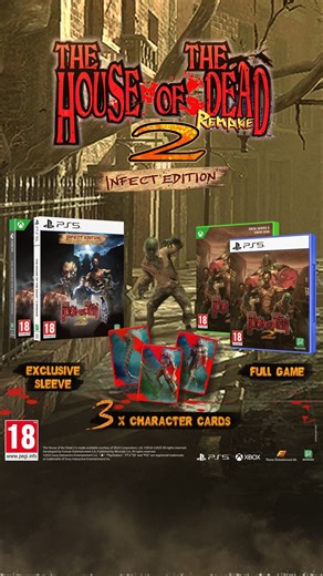 Arcade comes home! 🕹️🏠 The House of the Dead 2: Remake - Infect’Edition is available now on PlayStation 5 and Xbox Series X|S! Rediscover the 1998 classic with this limited edition featuring: ✅ The full game ✅ An exclusive sleeve ✅ 3 holographic cards of legendary creatures Solo or co-op, play as James Taylor and Gary Stewart and stop the outbreak. 💥 👇 Tag your co-op partner who always misses their shots! | Microids