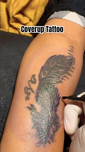 Bad Tattoo Fixed! | Amazing Cover-Up with Feather & Floral Design