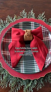 617 reactions · 345 shares | Last minute idea for that Christmas table setting! Take your cloth napkins and make them into little bows to elevate your table and add an extra wow factor! Who’s going to give this a try?! I will say make sure your napkin ring is larger so the napkin fits through. I had a couple that were a little too small to do this with! And no I couldnt be bothered to steam the napkins! It’s fine  | Wilshire Collections | Facebook