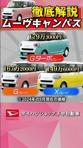 ダイハツムーヴキャンバスのグレードでの違いを徹底解説#ダイハツ#shorts＃ムーヴキャンバス