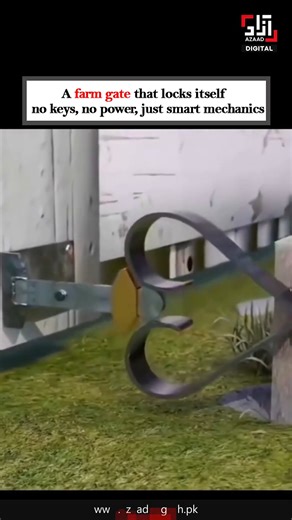 Azaad Digital on Instagram: "This farm gate locks itself without keys, wires, or electricity. As it swings shut, gravity and smart alignment trigger a simple mechanical latch. No electronics. No maintenance headaches. Just thoughtful design using basic physics to keep the property secure. It’s a reminder that reliable solutions don’t always need advanced tech — sometimes, smart engineering is enough. #azaaddigital"