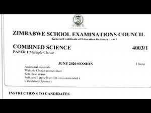 Zimsec June 2020, Combined Science Paper 1, Solutions for the full paper