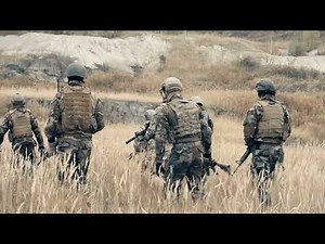 Soldiers walking in slow motion cinematic video